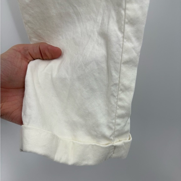J.Jill Linen Stretch Boho White Straight Cuffed Bottom Leg Pants Large Petite LP - Picture 6 of 15